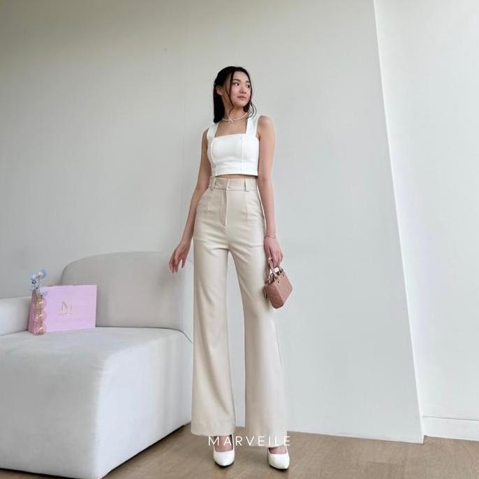 [Marveile] Gigi Cutbray Highwaist Pants / Cutbray Flare Pants Women AS
