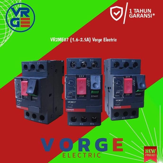มอเตอร์เซอร์กิตเบรกเกอร์ Vorge Vr2Me07 Vr2Me 07 1.6A-2.5A 0.75Kw เทียบเท่ากับ Gv2Me07 Gv2Me 07 รับปร