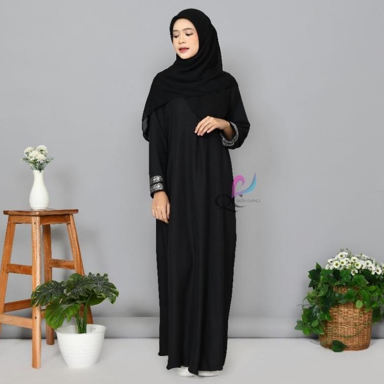 ใหม่ ABAYA MADINA BLACK INDIAN EMBROIDERY ARABIAN DRESS ตัวแปร