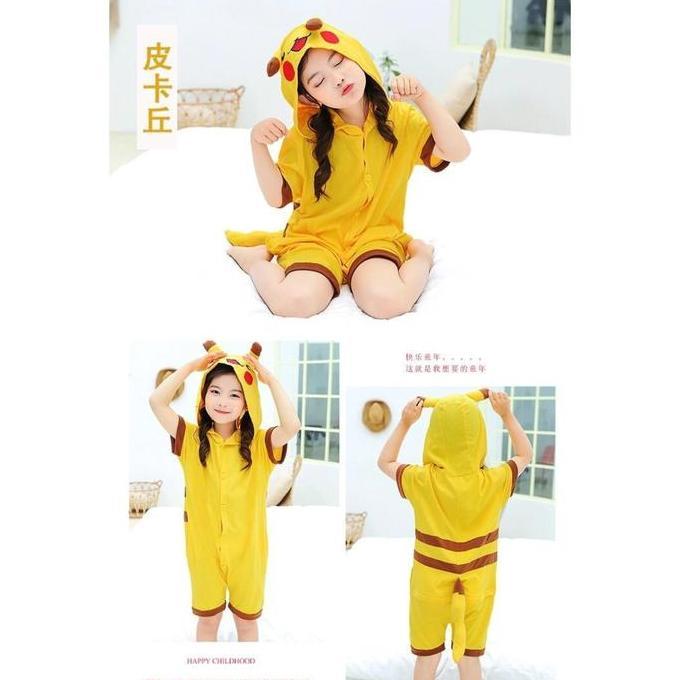 POKEMON PIKACHU ONESIE COSTUME ชุดนอนแขนสั้นเด็กชุดนอนชุดนอน