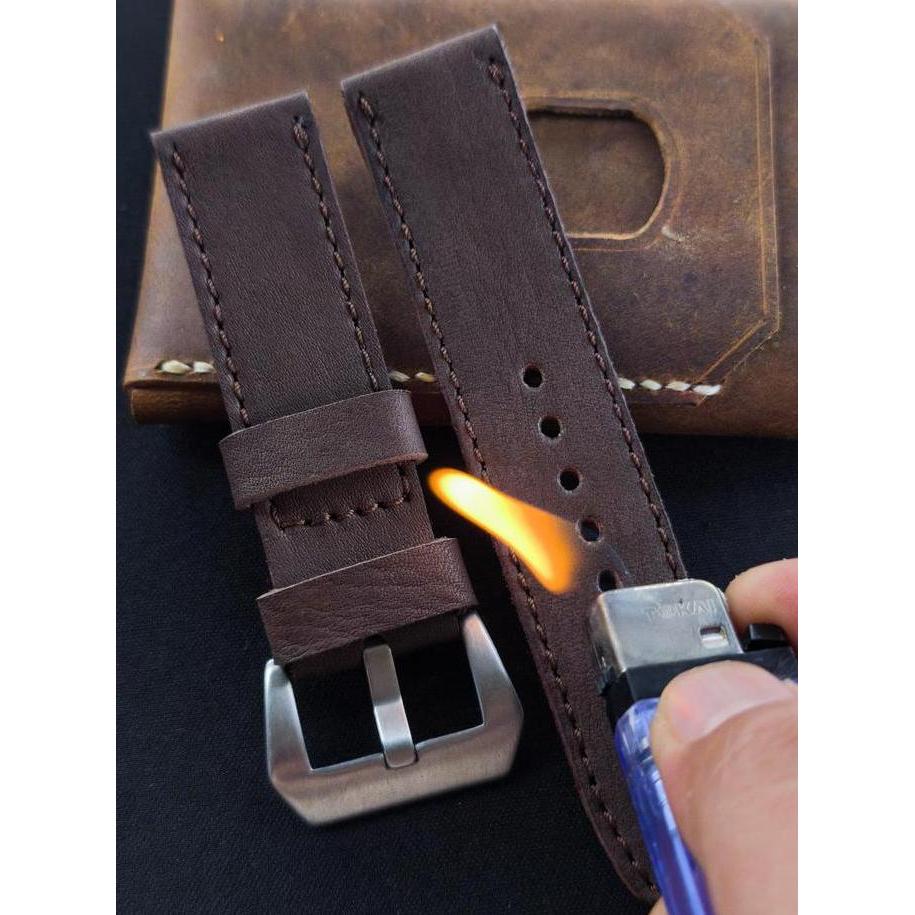 DV101 - HANDMADE 24MM สายนาฬิกา COWHIDE ของแท้