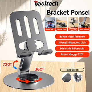 TOUITECH Stand Dudukan HP Portable dari Metal Kokoh Bisa Lipat dan Putar 360° Kuat BSH10D