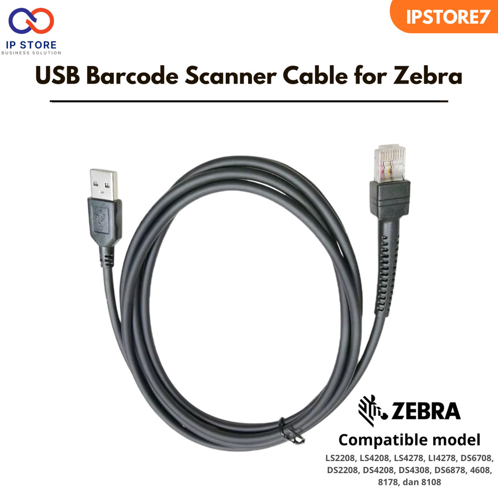 Zebra USB Data Cable สําหรับ Zebra Motorola LS2208 LS4208 LS4278 LI4278 DS6708 DS2208 DS4208 DS4308 
