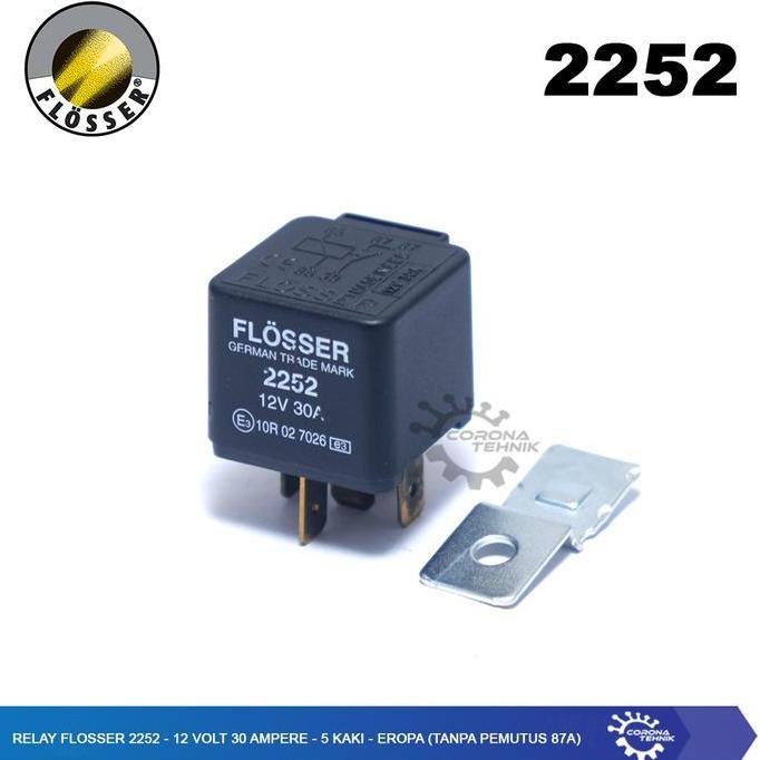 Relay Flosser 2252 - 12 Volt 30 Ampere - 5 ฟุต - ยุโรป (ไม่มี 87A) ใหม่