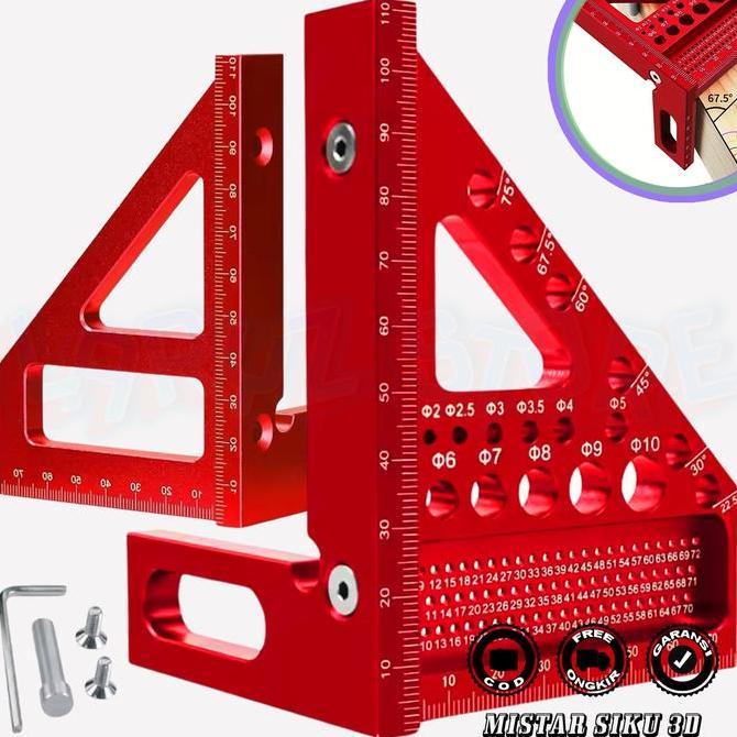 SIKU 3D TRIANGLE CORNER MULTIANGLER PROTRACTOR 45 90 DEGREE ORIGINAL และ TRUSTED ALLUMIUM RULER