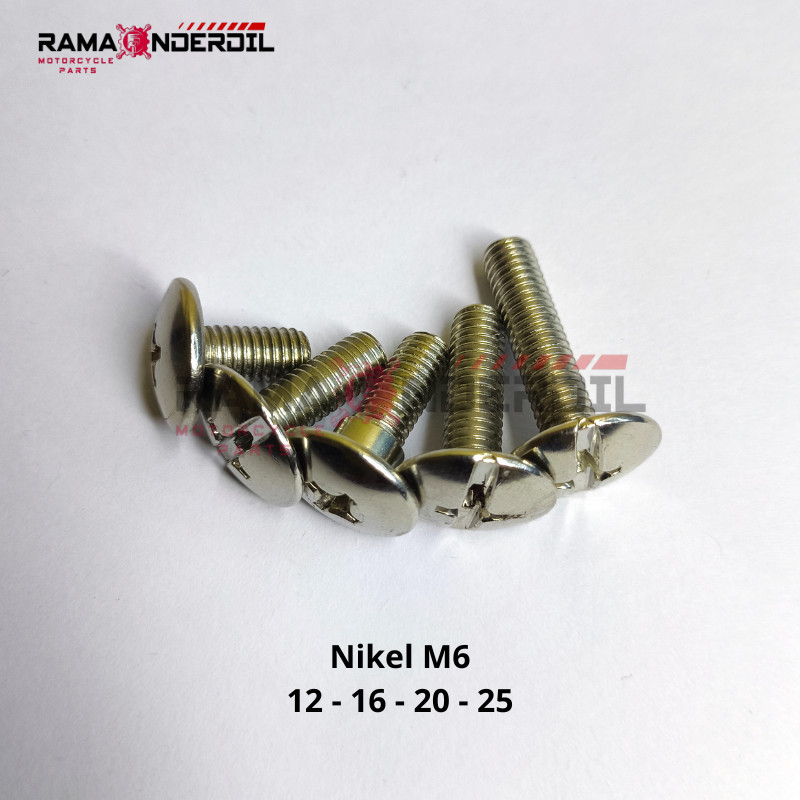 (10 ชิ้น) Body / Deck / สลักเกลียวนิกเกิล ขนาด (6x12) - (6x16) - (6x20) - (6x25)