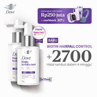 Dove Hair Tonic Biotin Hairfall Control 75mL x2 | Tonic Perawatan Rambut Rontok Untuk Jenis Kulit kepala Kering dan Sehat | Tonic Hair Booster