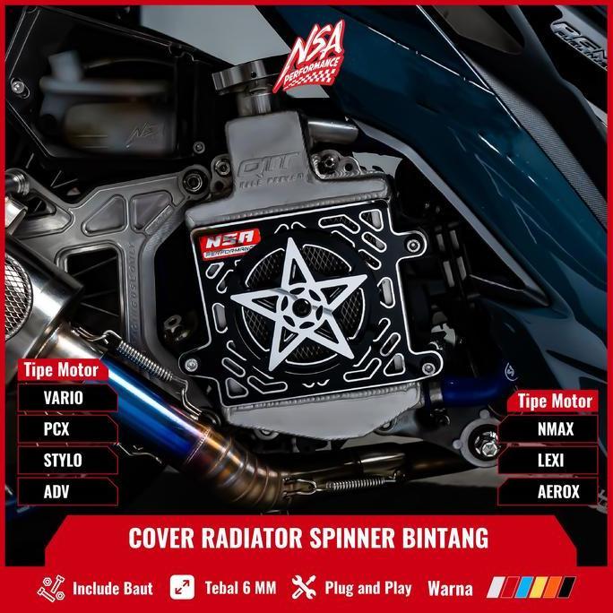 NSA COVER RADIATOR SPINNER BINTANG MIRROR VARIO PCX NMAX AEROX ADV LEXI STYLO หม้อน้ํา SPINNER หมวก 