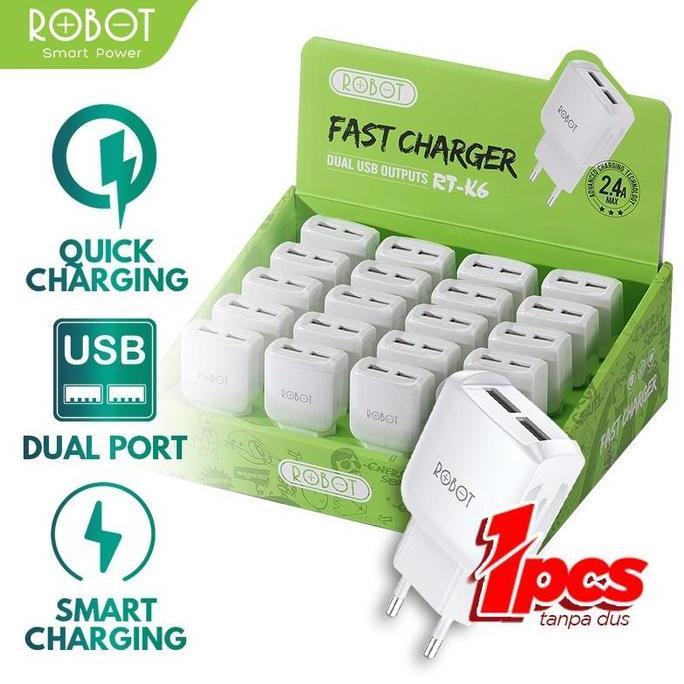 ROBOT RT-K6 / ROBOT RT-K6S 2.4A Dual Output Original Charger Head - รับประกัน 1 ปี