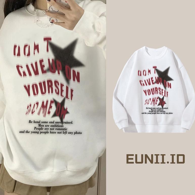 พรีเมี่ยม EUNII PENTAGRAM TEXT PATTERN เวอร์ชั่นเกาหลี SLEEVE SWETER/เสื้อผ้าผู้ชาย/ผู้หญิง