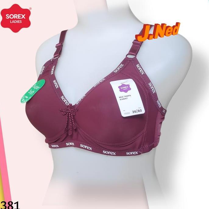 J381 Sorex Soft Bra สําหรับผู้หญิงผู้ใหญ่ โฟม ไม่มีลวด Cup C ขนาด 36 - 42 สามตะขอ