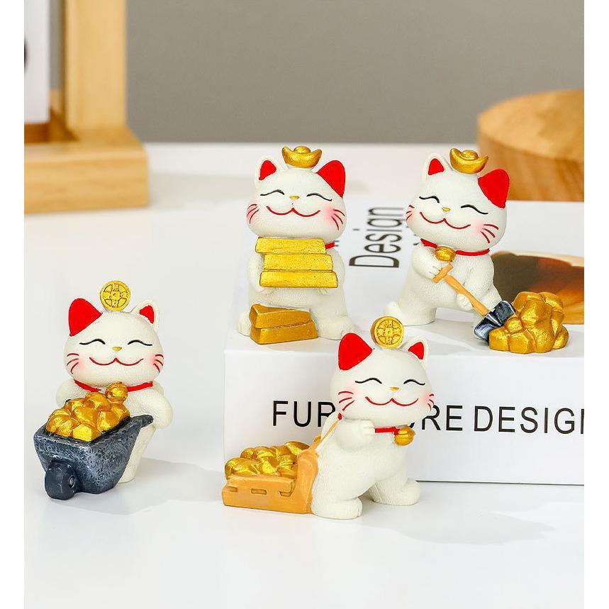 Lucky Cat สีขาวเครื่องประดับตรุษจีนแสดง Lucky Cat Maneki Neko God of Fortune - DY25