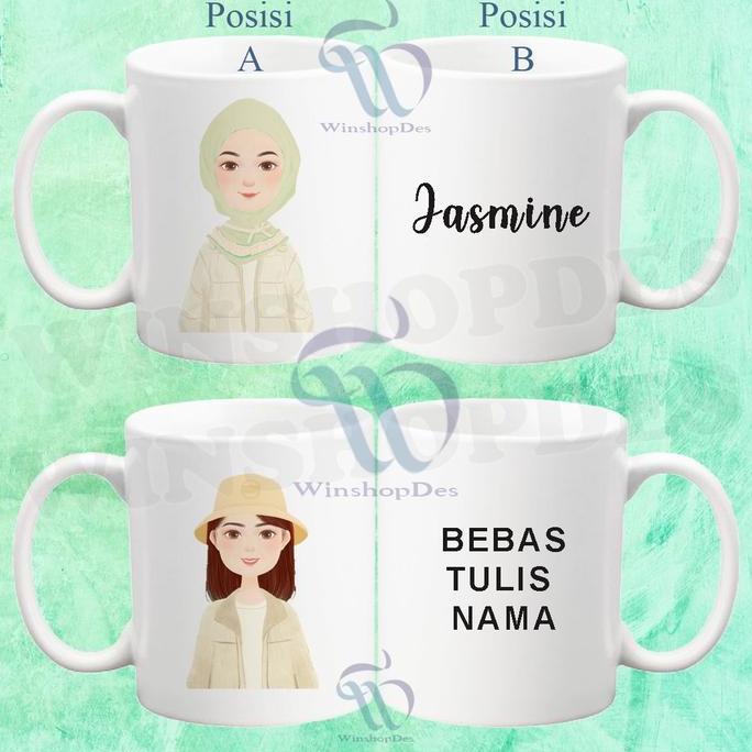 UNIQUE CUSTOM CARICATURE / AVATAR MUG / GLASS (W1) (ผู้หญิง / ผู้หญิง) -V2