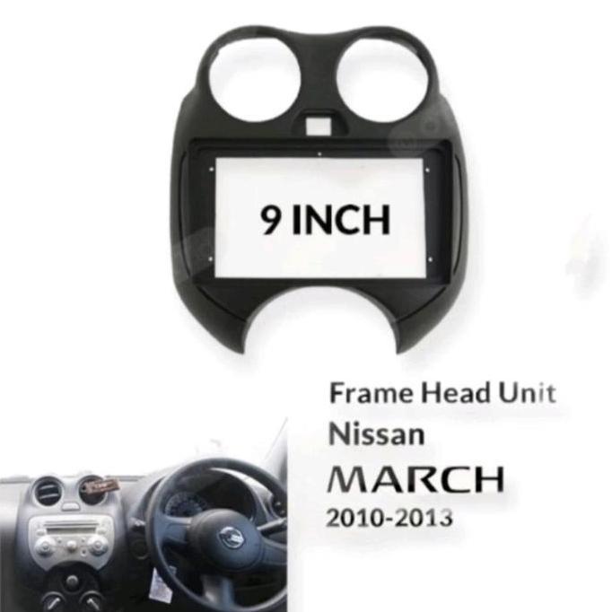 9" HEADUNIT FRAME NISSAN MARCH 2010 - 2013 READY