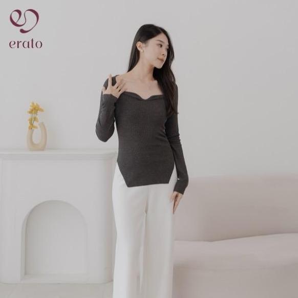 Cntikk- Erato - Zelle เสื้อแขนยาว / เสื้อท็อปผู้หญิง / ลําลอง / เสื้อถักธรรมดายาวพื้นฐานเสื้อเชิ้ตสี