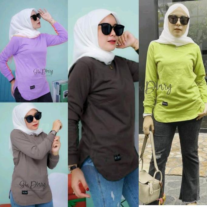 KATUN Cntikk- Six Diary Womens Plain Oval Top Viral Long Sleeve Combed Cotton ล่าสุด