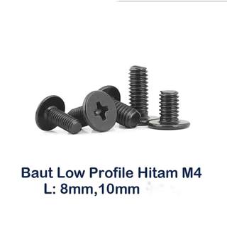 Screw Philips M4x10 Flat Head Plus Hitam Baut Sekrup Rata ( isi 50pcs )