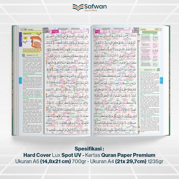 [COMPLETE 30 JUZ] Al Quran Super Tajweed Large Medium Size A4 และ A5 | Latin Word + Tajweed Multi-co