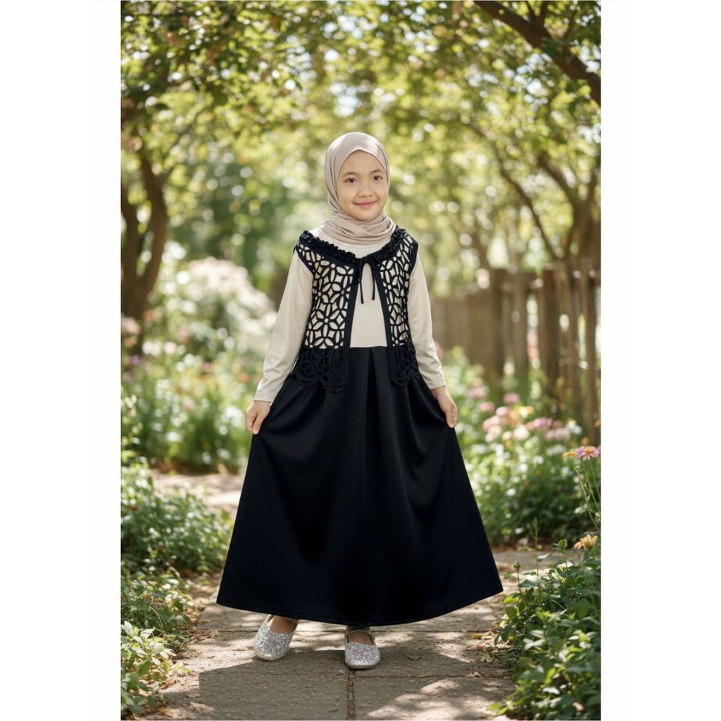 CKids Gamis สําหรับเด็กผู้หญิง, ชุดเดรสมุสลิม, เสื้อกั๊กผ้าสมัยใหม่