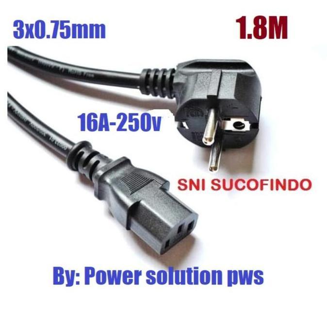 1.8M SNI CPU สายไฟ AC 3x0.75 มม.ความหนา EU PLUG C13 CORD สายไฟทองแดง 3x 0.75 มม.1.8M SNI Sucofindo