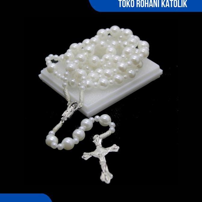 WHITE PAREL ROSARY / SYNTHETIC PEARL ROSARY NECKLACE / ROSARY