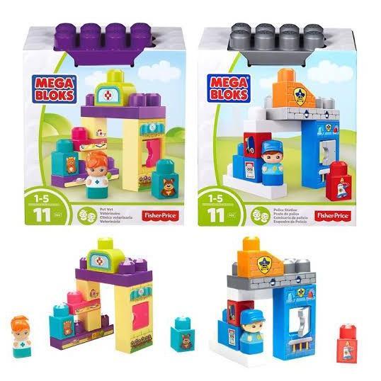 Mega Bloks Police station pet Vet ของเล่นบล็อก lego Fisher Price