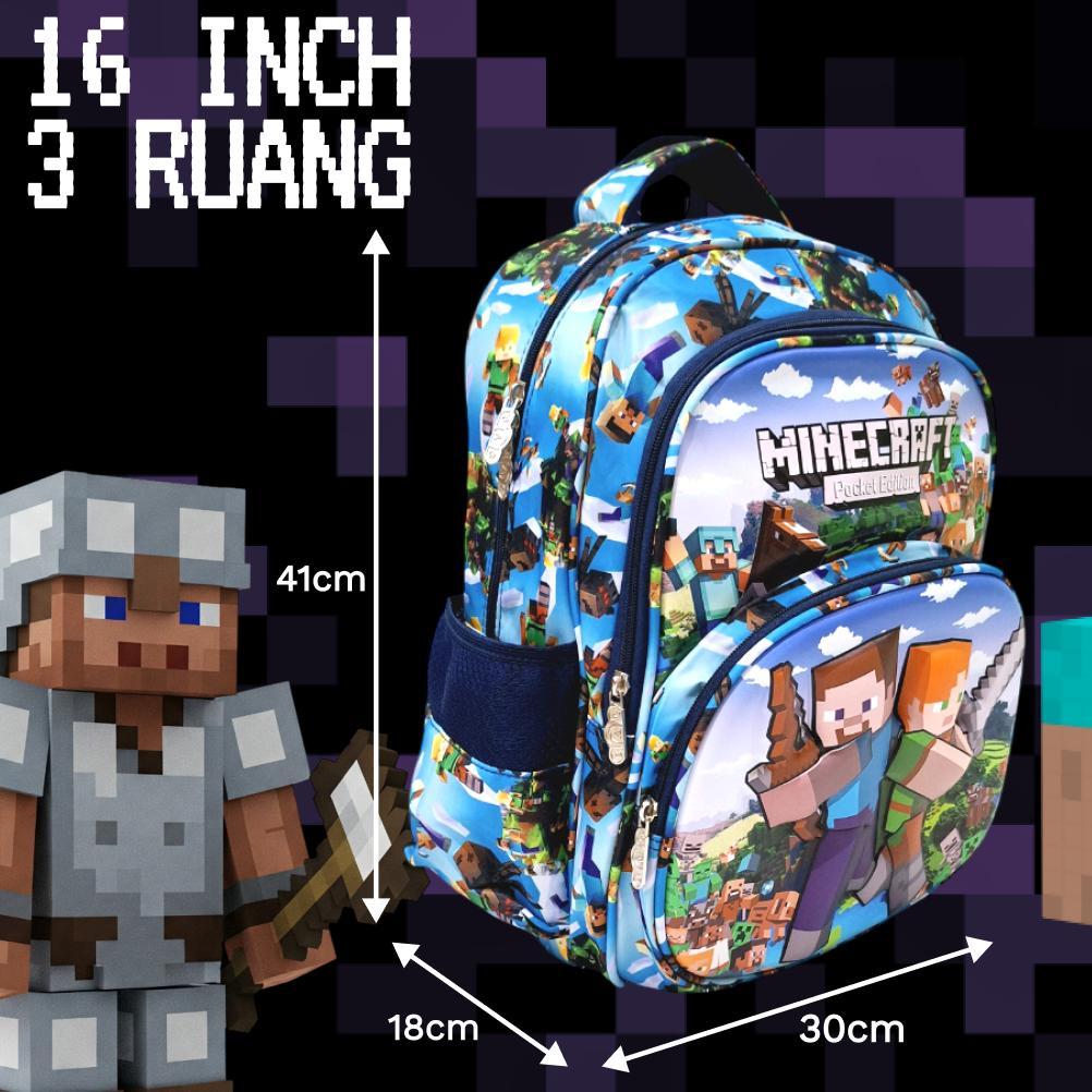 Disc Arutea - กระเป๋าลายนูน Minecraft - กระเป๋าเป้เด็กผู้ชาย | โรงเรียน Pg/Paud/Tk/Sd