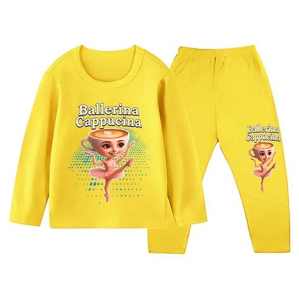 Hj-64 Ed-7 ชุดนอนเด็กผู้หญิงพิมพ์ลาย Ballerina เสื้อยืดและกางเกงขายาว ไซส์ S ถึง Xxl Zm-1763 Ed-7 Hj