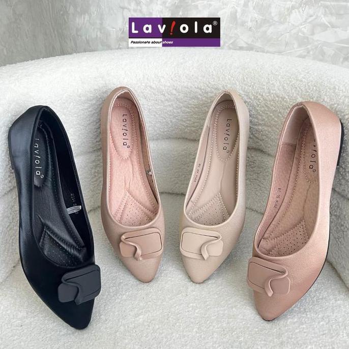 Laviola 2914 LSH - รองเท้าส้นแบนผู้หญิง สีดํา แอปริคอท Salem สีกากี HS