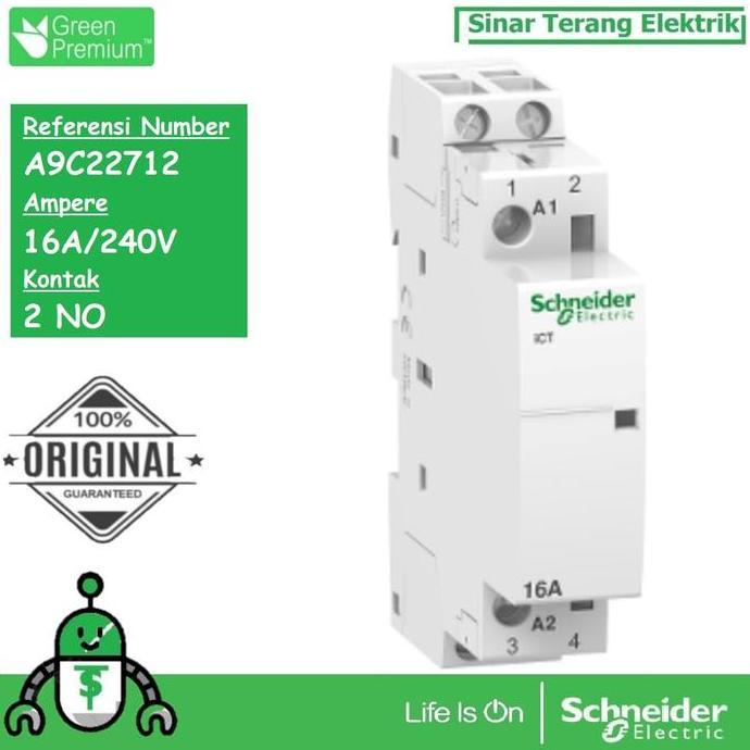 คอนแทคเตอร์ Din Ict 2P 16A 2No A9C22712 Schneider Electric Acti9 คุณภาพดีที่สุด