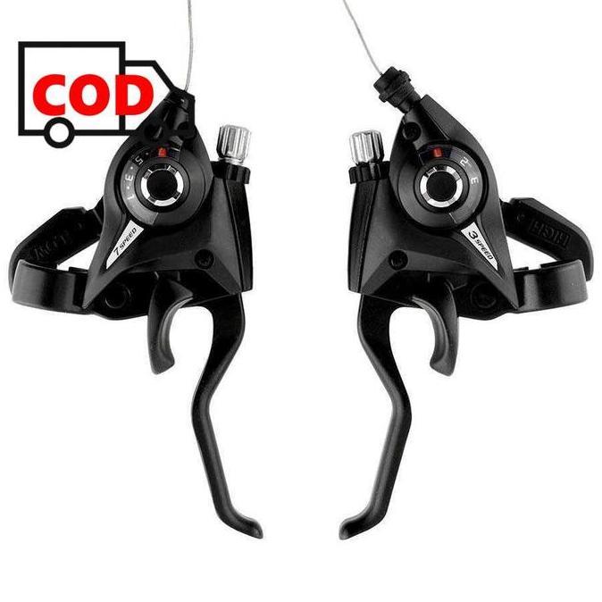 ตัวควบคุมความเร็วเกียร์จักรยาน Speed Shifter 7 ความเร็วคู่ขวาซ้ายเบรคมือจับการดําเนินงานเบรก