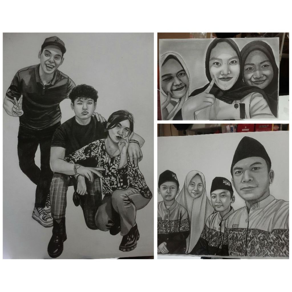 3 FACE SKETCH A3 SIZE PICTURE