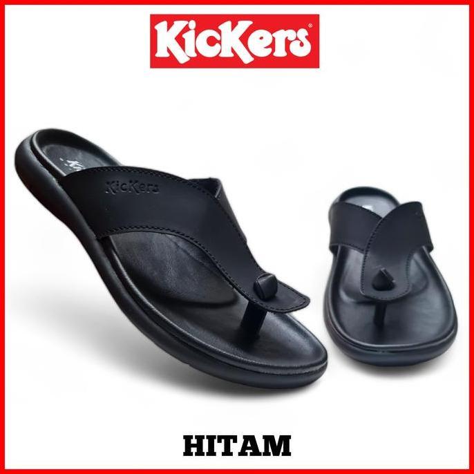DS224 - KICKERS MENS LEATHER FLIP-FLOPS SANDALS / LATEST MENS CASUAL CAPIT SANDALS / LAST DISTRO EID