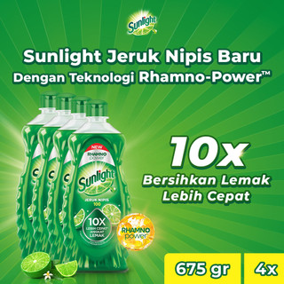 [FORMULA BARU] Sunlight Sabun Cuci Piring Jeruk Nipis Botol 675gr x4 | Busanya Tumpeh-Tumpeh!