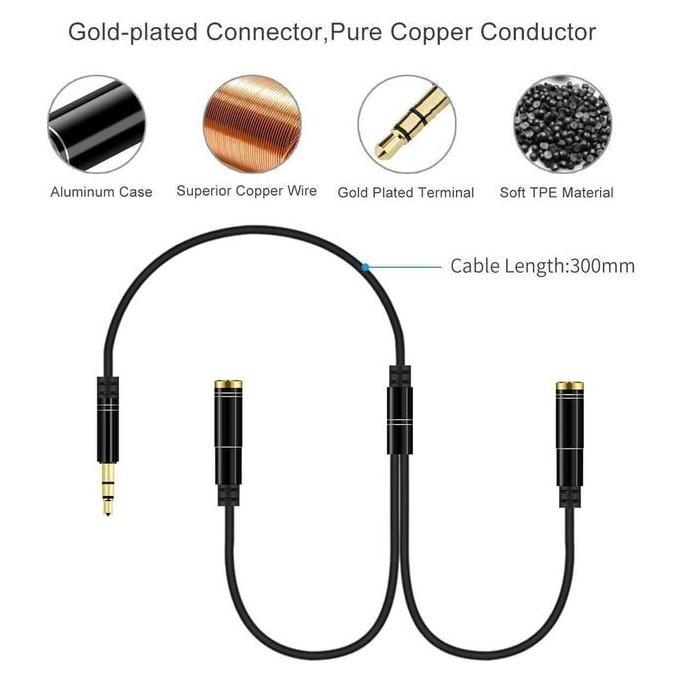Wkfd- Costa Splitter Connector Cable/สายไมค์คู่ Trs Mic+Mic Camera,Pc