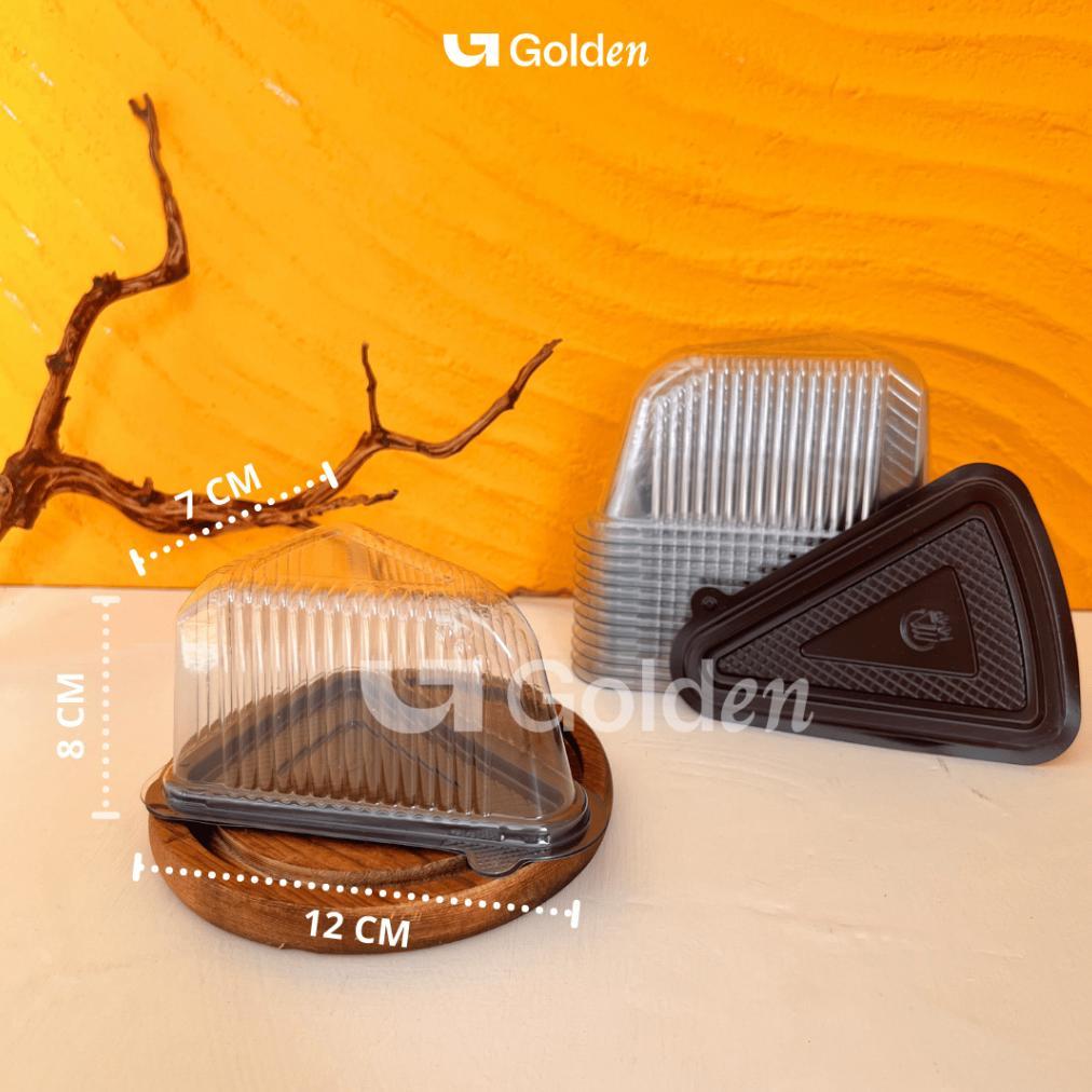 [ชิ้น] Mika Cake Cut Triangle Slice Cake Tray Triangle Tart Mille Crepe Transparent Brown Pink Cream