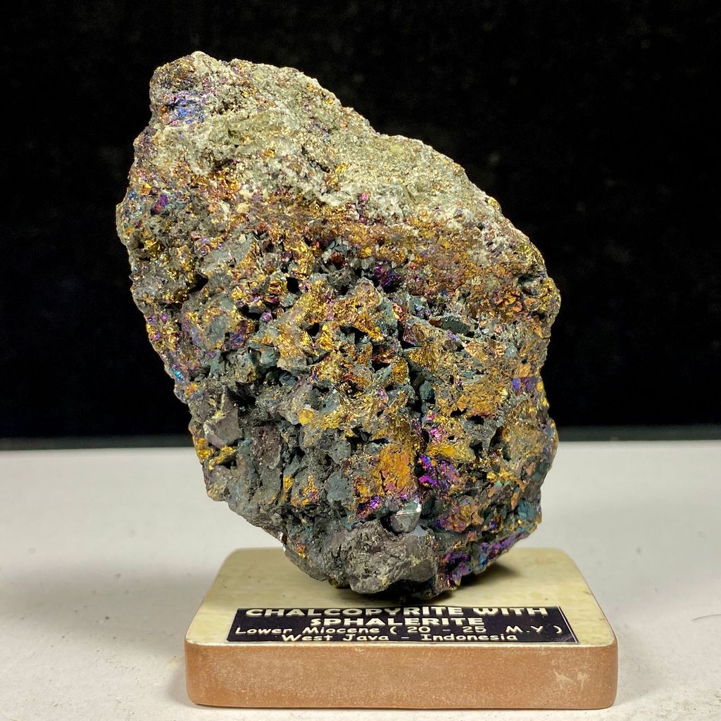 214Gr สเปนธรรมชาติพร้อมคริสตัล Chalcedony Pyrite - Chalcedony และ Pyrite Peacock Collection Stone - 