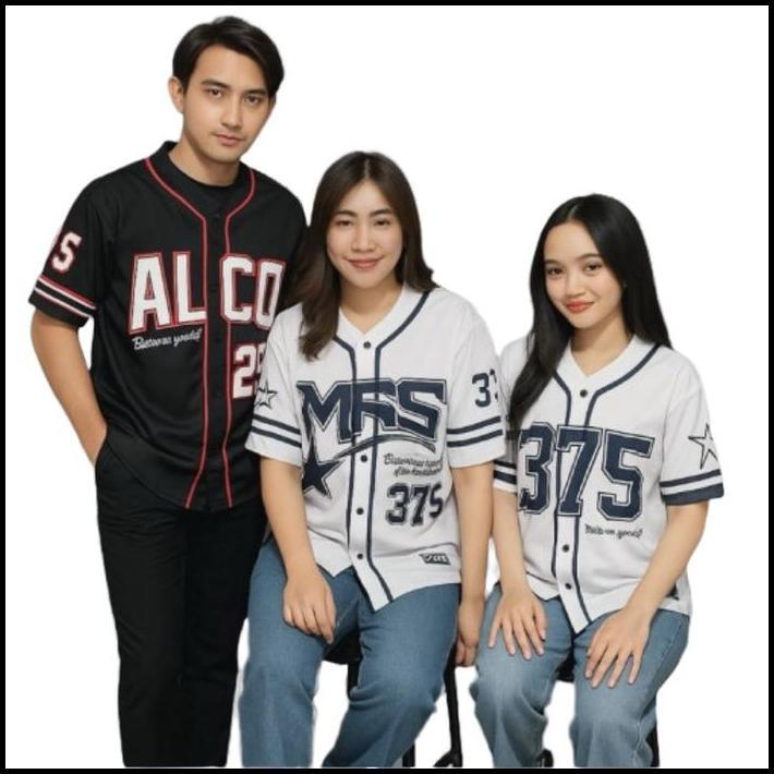 MERAH Oversize unisex Jersey Black cream Red 375 Baseball Model Womens Mens Tops โพลีเอสเตอร์ Premiu