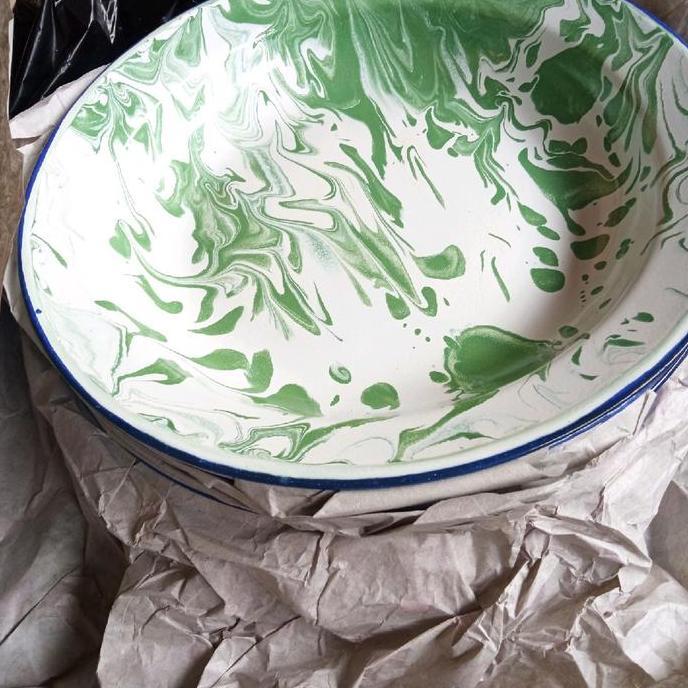 ใหม่-6 ชิ้น) Vintage แผ่นเคลือบ/แผ่น Bralik/Sinc ขนาด 9 นิ้ว Tb Essentials เครื่องครัว