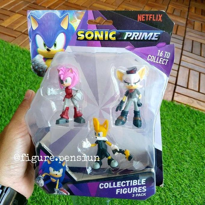 NETFLIX SONIC PRIME 3 PACK COLLECTIBLE FIGURES SONIC ROUGE TAILS ROSE ACTION FIGURE