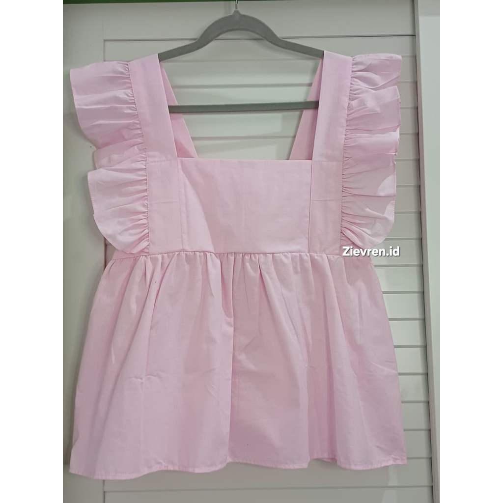KATUN SQUARE NECK POPLIN COTTON RUFFLE TOP