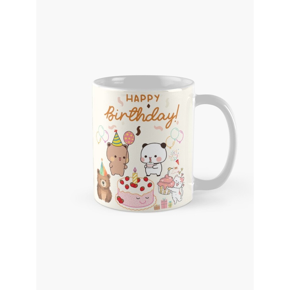 Happy Birthday Cute DuDu Bear และ BuBu Panda Are Celebrating 2026 แก้วกาแฟ