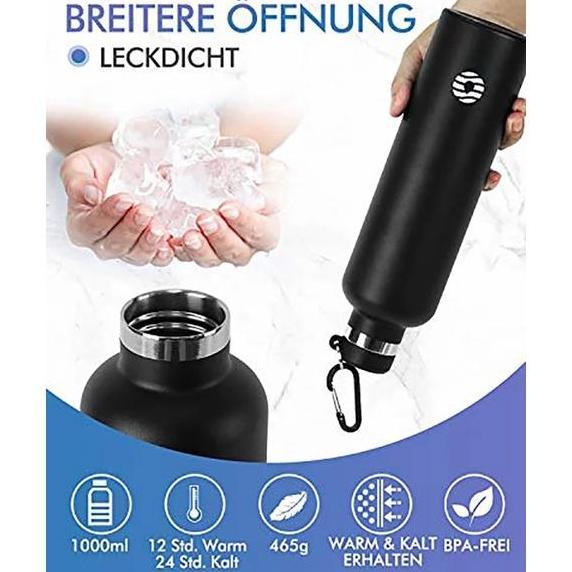 FJBOTTLE ขวดน้ําหุ้มฉนวนสแตนเลสขวดพรีเมี่ยม 1000ml ฟรีกระเป๋า + HT BRUSH