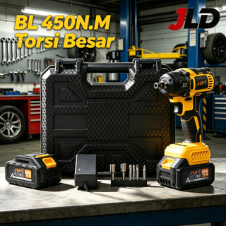 JLD [PROMO]Impact Wrench Baterai 450N.m Brushless - Torque Tinggi & Variable Speed - Untuk Ban Mobil/Motor/CVT - Alat Bengkel & Rumahan - Tahan Lama & Harga Terbaik