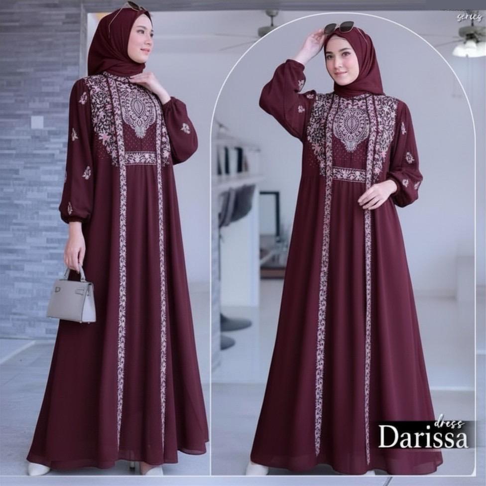 Darisa ชุด Ceruty Babydoll เย็บปักถักร้อย Application Elegant Simple ผู้หญิง Gamis งานแต่งงานล่าสุด Gamis หรูหรา Ceruti Gamis