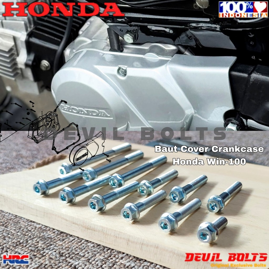 MESIN ชุดสลักเกลียวสําหรับขวาและซ้ายบล็อกเครื่องยนต์สําหรับ Honda WIN 100 โหมด 2 ปุ่มเหล็ก Hardnes K