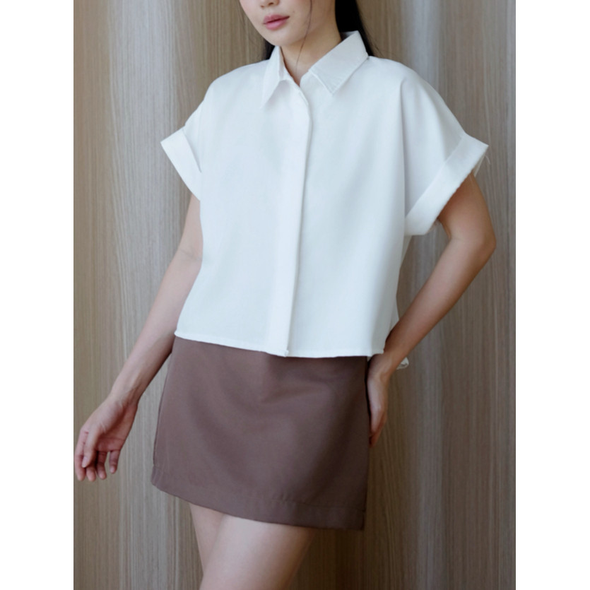 KEMEJA Maison Oui | Sunday Shirt เสื้อเชิ้ตแขนสั้นลายทางลําลองสําหรับผู้หญิง