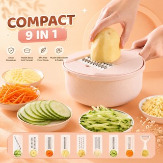 PROMO SPESIAL MURAH Pemotong Sayuran / Perajang Sayuran Jerami Pemotong Sayuran / Compact 9 in 1