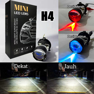 IBRIGHT Lampu Utama ZE0 Blue Lens H4 Projector Dengan Devil Eye Plus Kipas Pendingin Full Aluminium