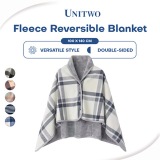 UNITWO Fleece Reversible Blanket JAKET SELIMUT | Selimut Kantor Sekolah Multifungsi, Lembut, Ringan, Hangat, Stylish, Nyaman